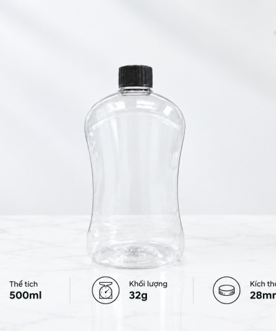 CHAI NHỰA PET DÁNG EO THON 500ML