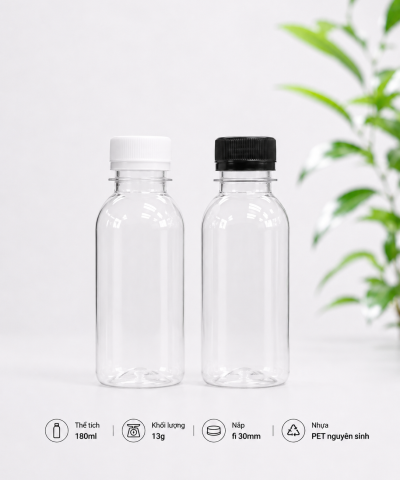 CHAI TRÒN NHỰA PET CAO CẤP 180ML
