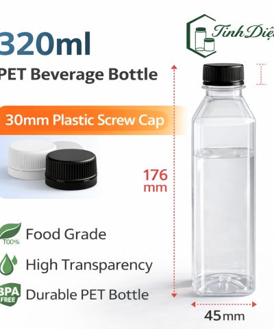 CHAI NHỰA PET CAO CẤP DẠNG BÚT CHÌ 320ML