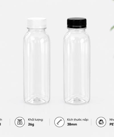 CHAI TRÒN NHỰA PET CAO CẤP 330ML (NẮP 38MM)
