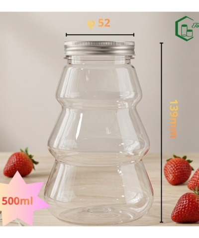 CHAI NHỰA PET HÌNH THÚ CÂY THÔNG 500ML