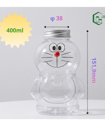 CHAI NHỰA PET HÌNH THÚ DOREMON 400ML