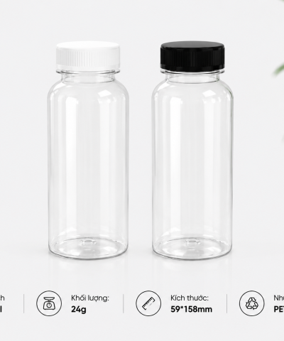 CHAI TRÒN NHỰA PET CAO CẤP 350ML
