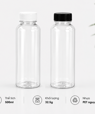 CHAI TRÒN NHỰA PET CAO CẤP 500ML