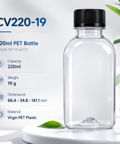 CHAI NHỰA PET CAO CẤP DẠNG VUÔNG DẸT 220ML