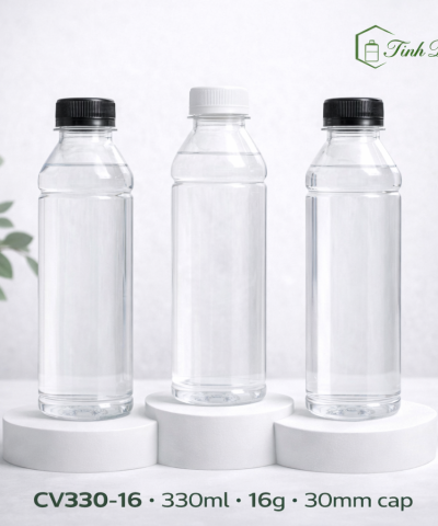 CHAI NHỰA PET CAO CẤP DẠNG VUÔNG DẸT 330ML