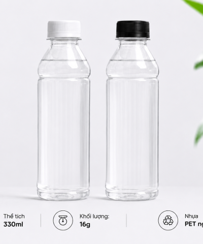 CHAI VUÔNG NHỰA PET CAO CẤP 330ML