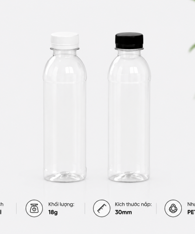 CHAI TRÒN NHỰA PET CAO CẤP 330ML (NẮP 30MM)
