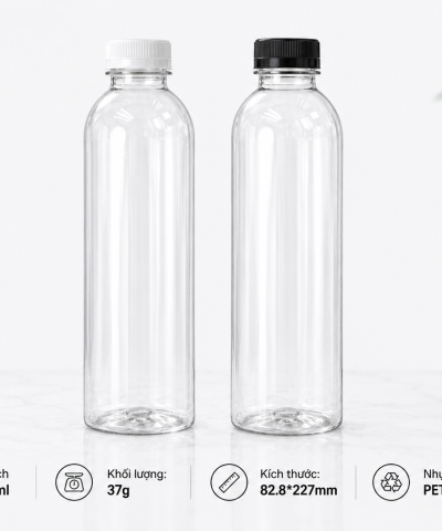 CHAI TRÒN Ú NHỰA PET CAO CẤP 1000ML (1 LÍT)