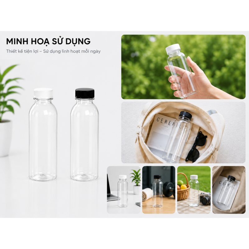 CHAI TRÒN NHỰA PET CAO CẤP 330ML (NẮP 30MM)