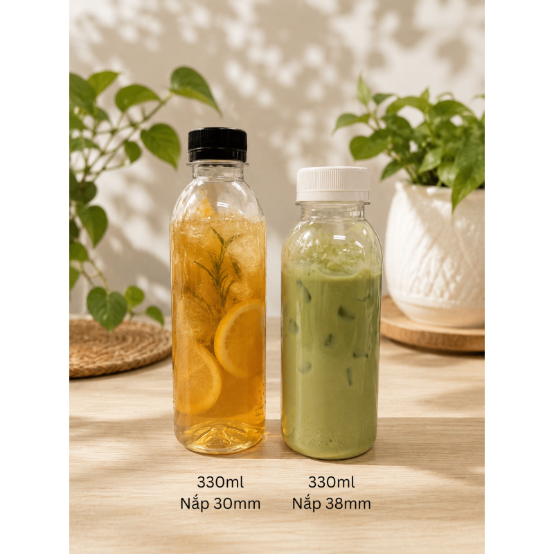 CHAI TRÒN NHỰA PET CAO CẤP 330ML (NẮP 30MM)