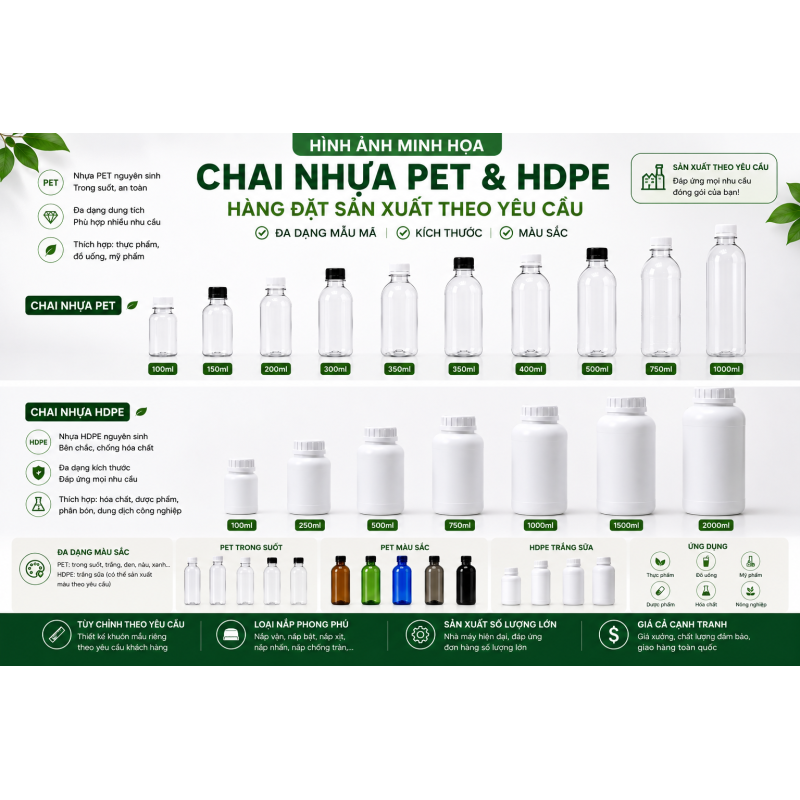 SẢN XUẤT CHAI NHỰA PET & HDPE THEO YÊU CẦU