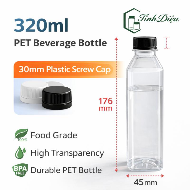 CHAI NHỰA PET CAO CẤP DẠNG BÚT CHÌ 320ML
