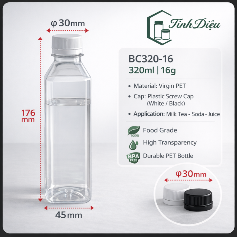 CHAI NHỰA PET CAO CẤP DẠNG BÚT CHÌ 320ML