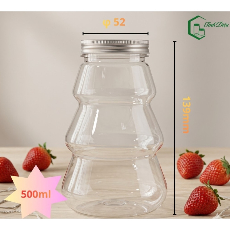 CHAI NHỰA PET HÌNH THÚ CÂY THÔNG 500ML