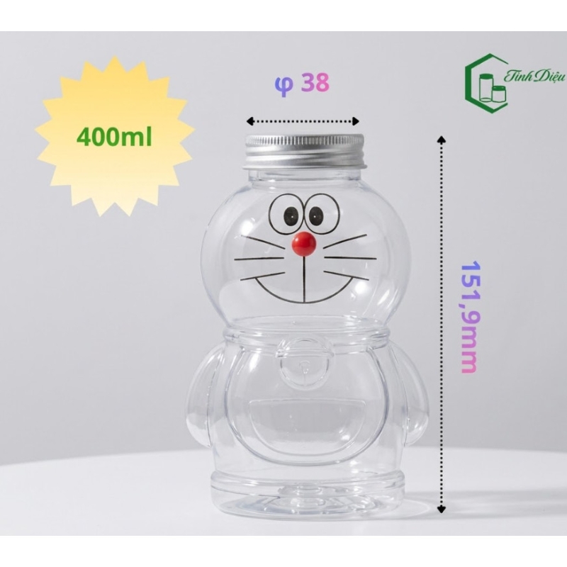 CHAI NHỰA PET HÌNH THÚ DOREMON 400ML