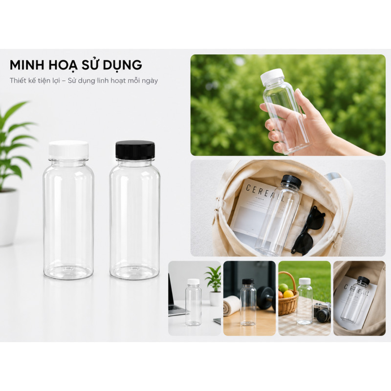 CHAI TRÒN NHỰA PET CAO CẤP 350ML