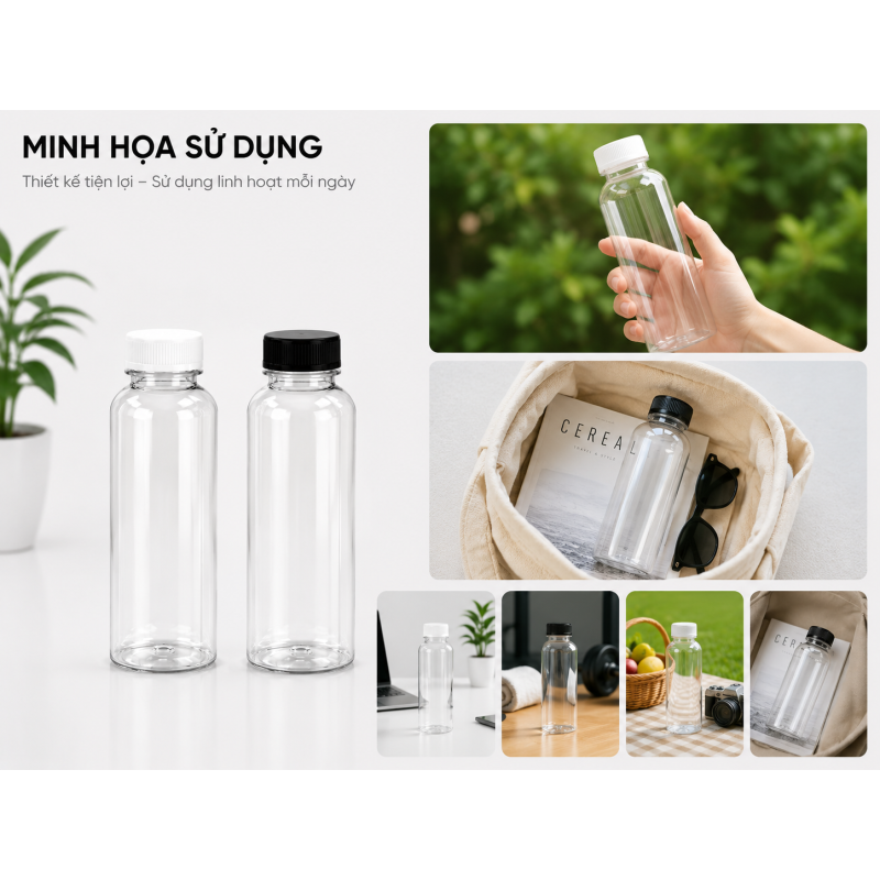 CHAI TRÒN NHỰA PET CAO CẤP 500ML