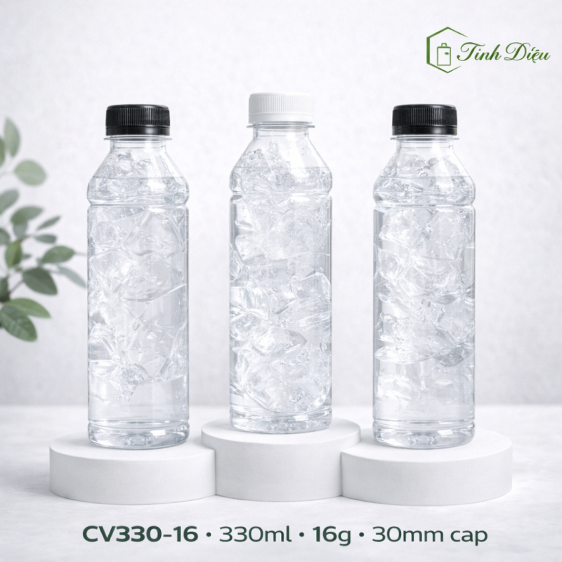 CHAI NHỰA PET CAO CẤP DẠNG VUÔNG DẸT 330ML
