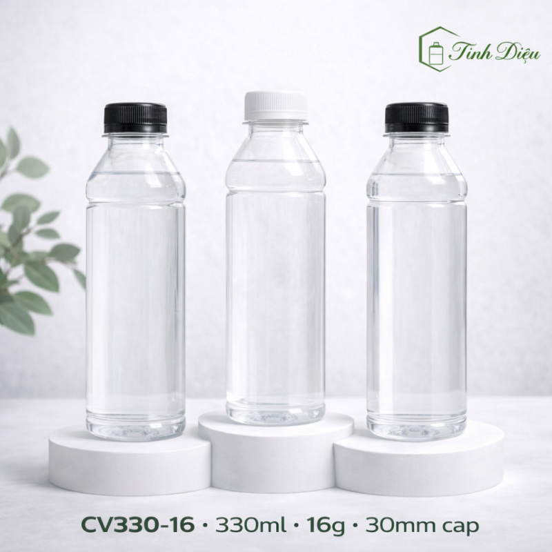 CHAI NHỰA PET CAO CẤP DẠNG VUÔNG DẸT 330ML