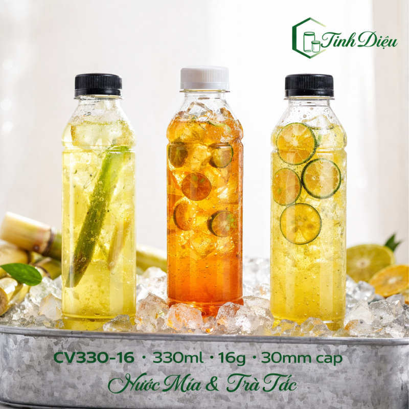 CHAI VUÔNG NHỰA PET CAO CẤP 330ML