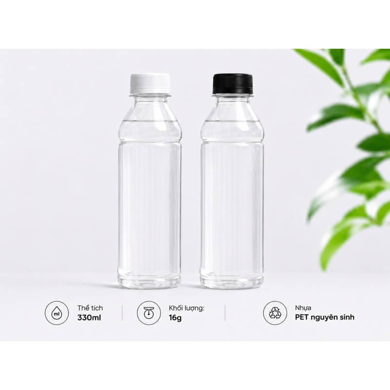 CHAI VUÔNG NHỰA PET CAO CẤP 330ML