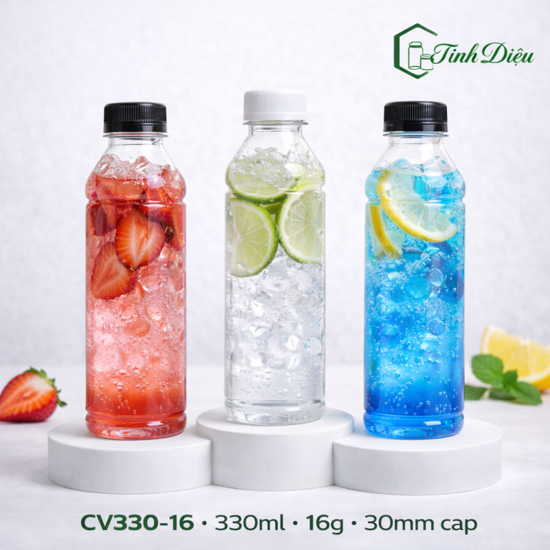 CHAI VUÔNG NHỰA PET CAO CẤP 330ML