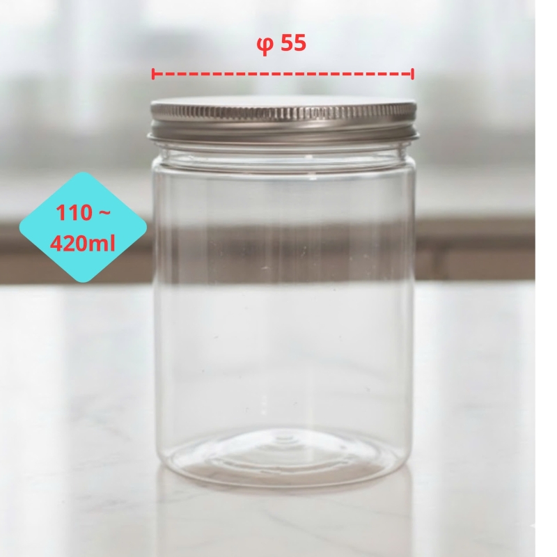 HŨ NHỰA PET NẮP VẶN (PHI 55MM, 65MM, 75MM, 85MM, 100MM)