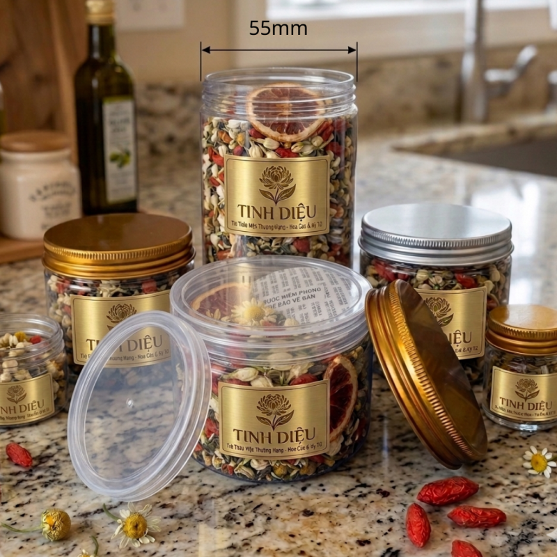 HŨ NHỰA NẮP VẶN 55MM